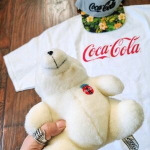 Coca-Cola White T-shirt and tropical snapback hat bundle Size XL 100% cotton
